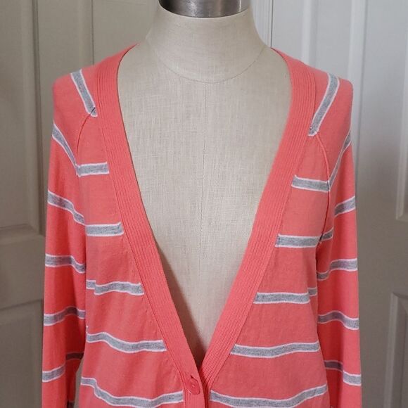 MOSSIMO Oversized Boyfriend Cardigan Coral Peach Gray - Picture 1 of 10